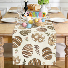 Linen style fabric texture of Easter Egg Table Runner