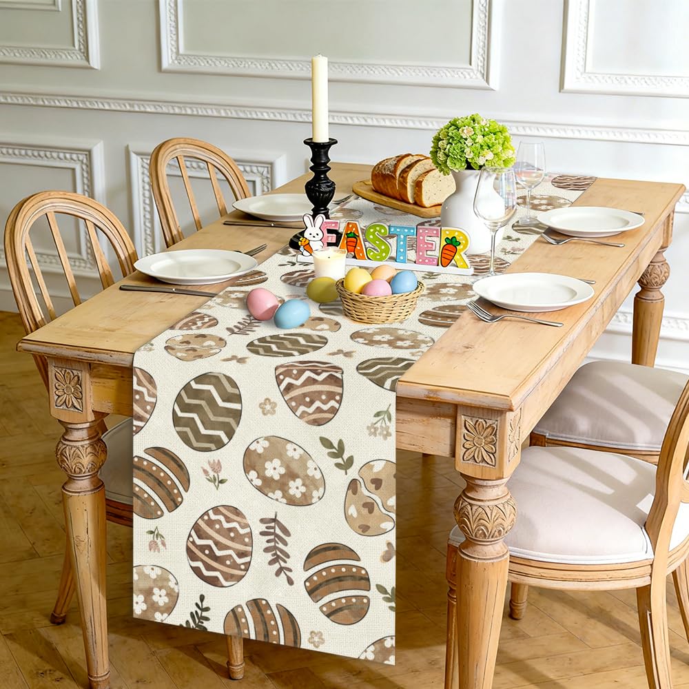 Spring decor using Heirloom Haven Easter Egg Table Runner