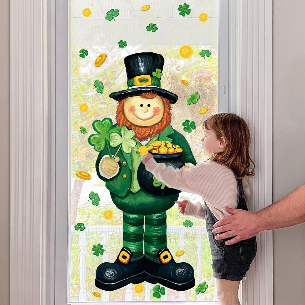 Six sheets St Patrick's Day window stickers gift option