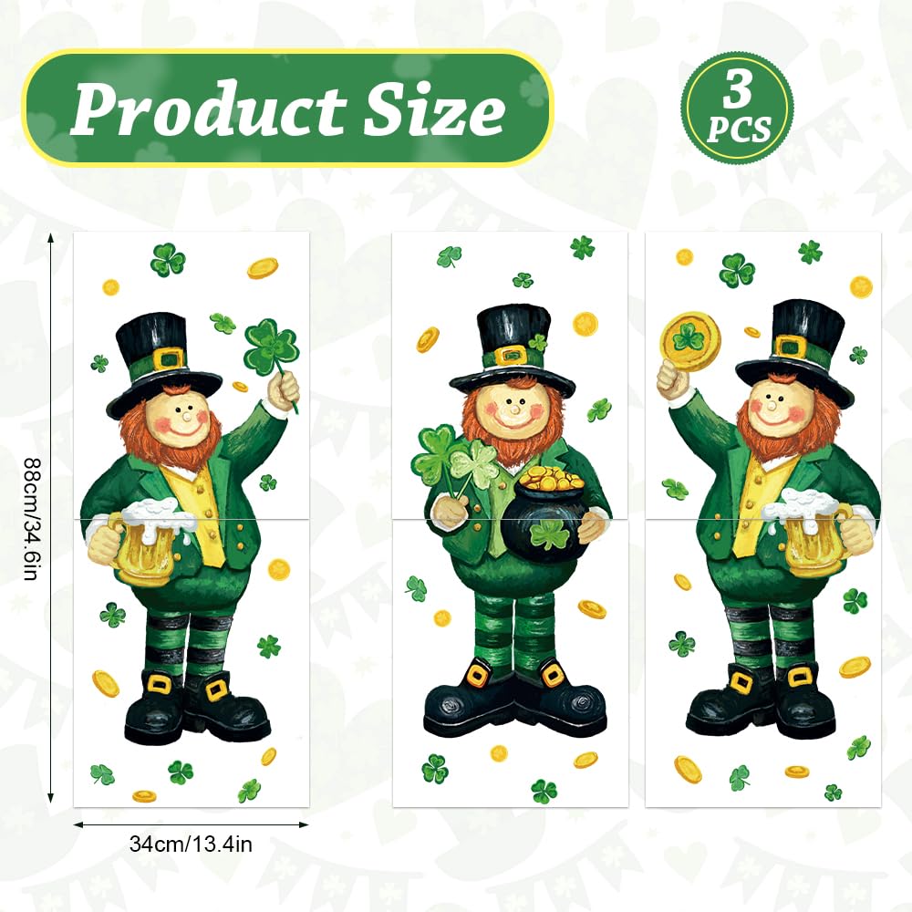 Green Shamrock Leprechaun window decals for home decor