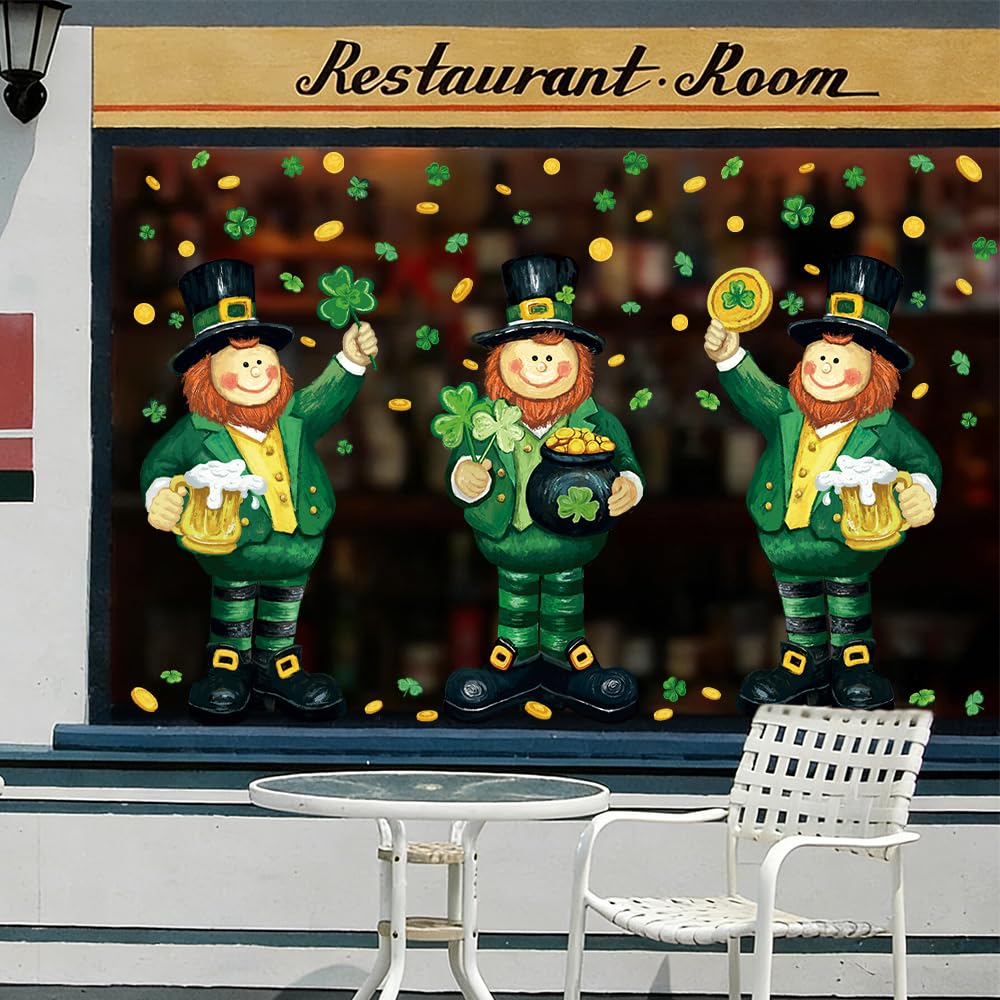 St Patrick's Day window clings for home office decor