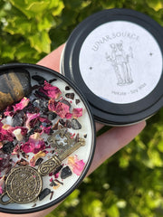 8oz silver tin candle with lid for altar ritual Hekate Dark Moon Goddess