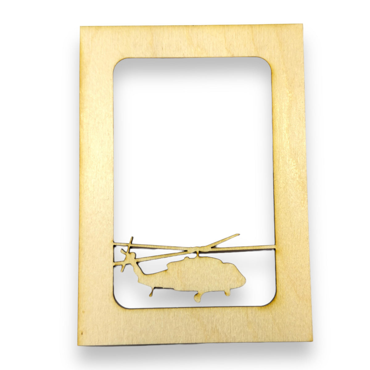 Helicopter 5X7 vertical Baltic Birch photo frame insert