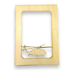 Helicopter 5X7 vertical Baltic Birch photo frame insert