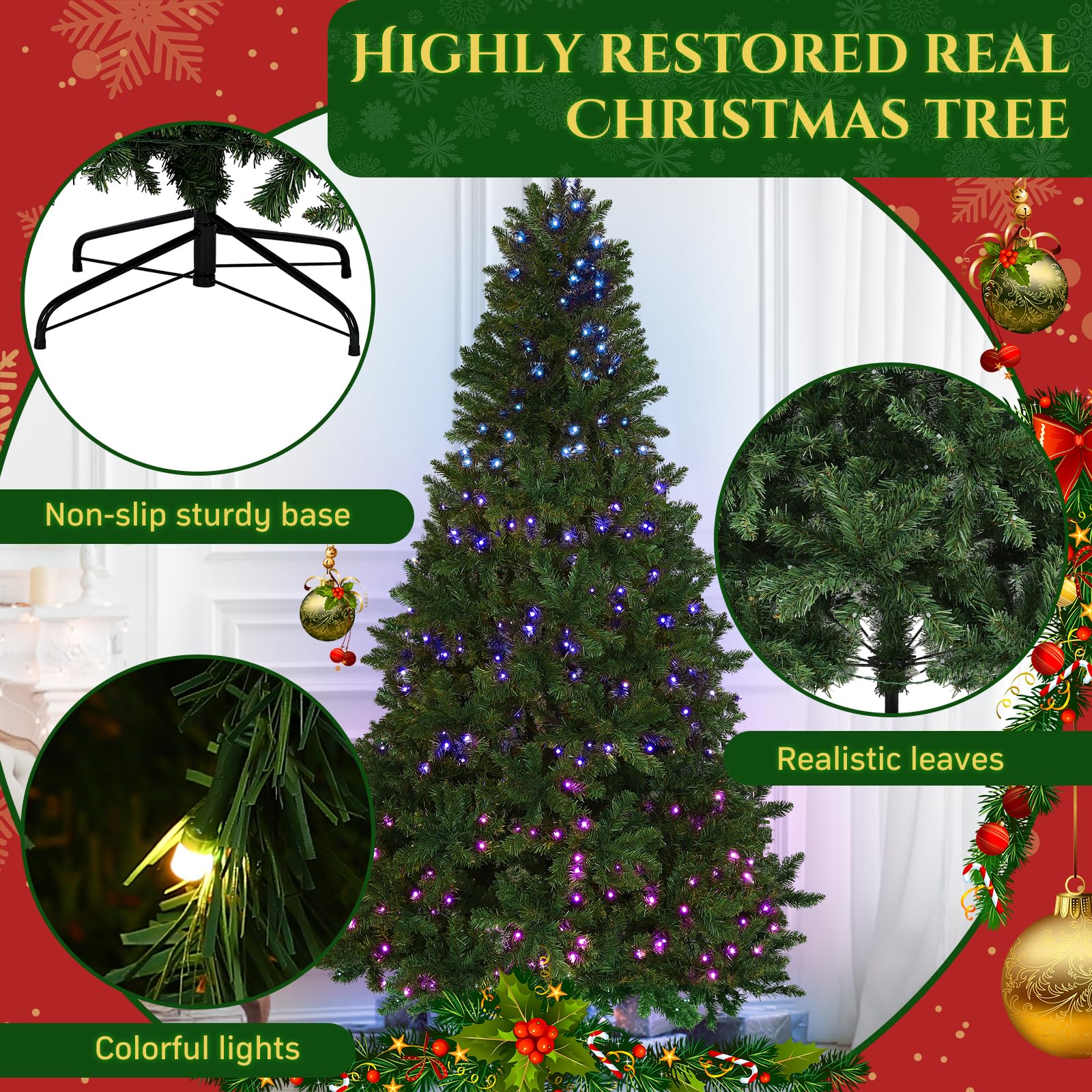 Remote control included for adjusting tree lighting