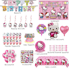 Hello Kitty birthday banner and backdrop for party decor