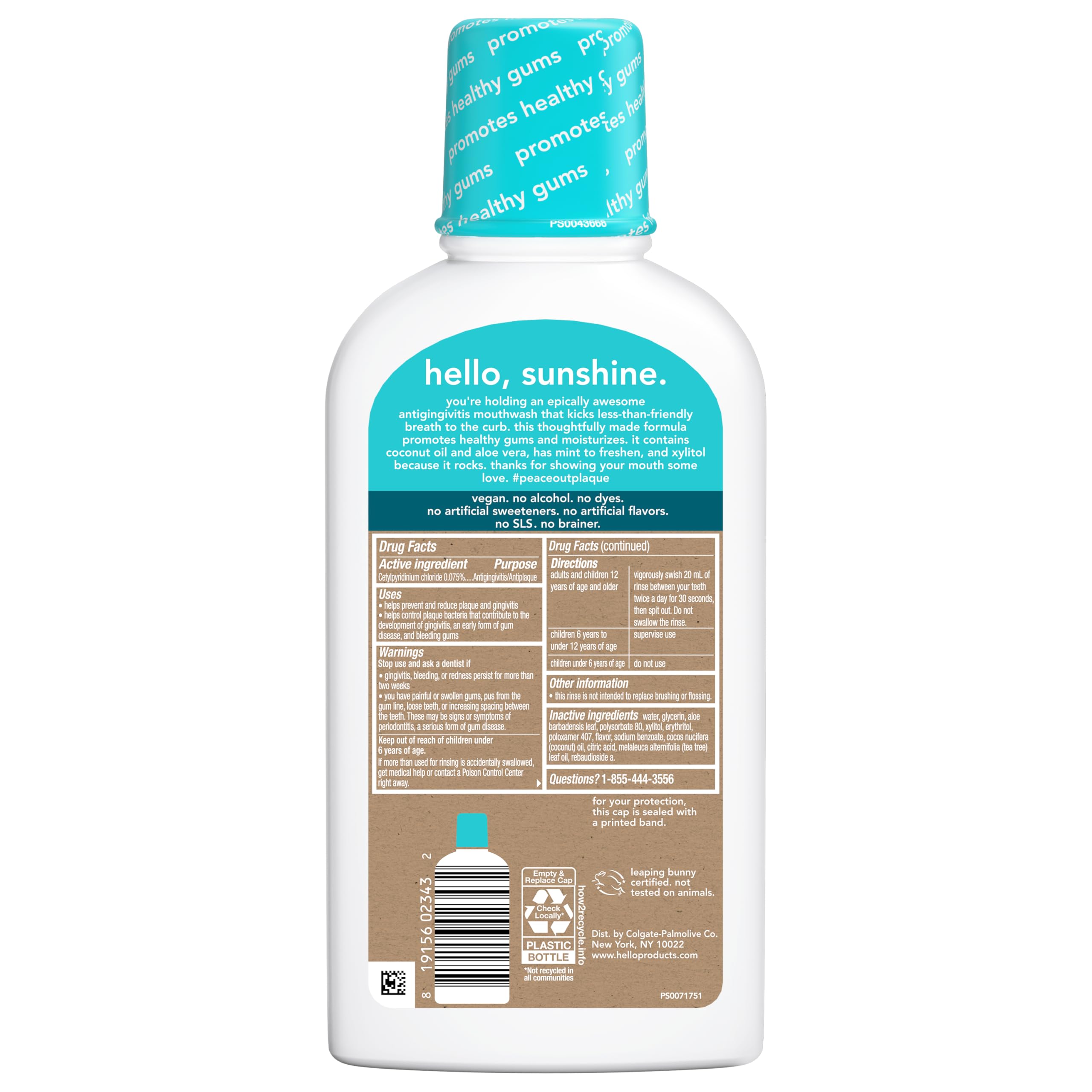 Three bottle set of Hello Peace Out Plaque Mouthwash