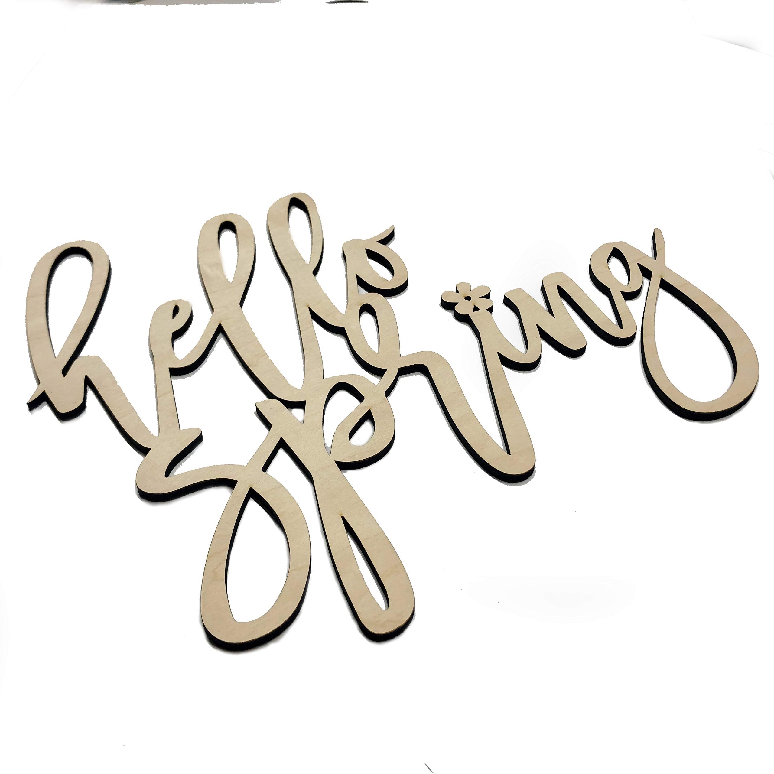 Unfinished Hello Spring sign ready for painting or customization