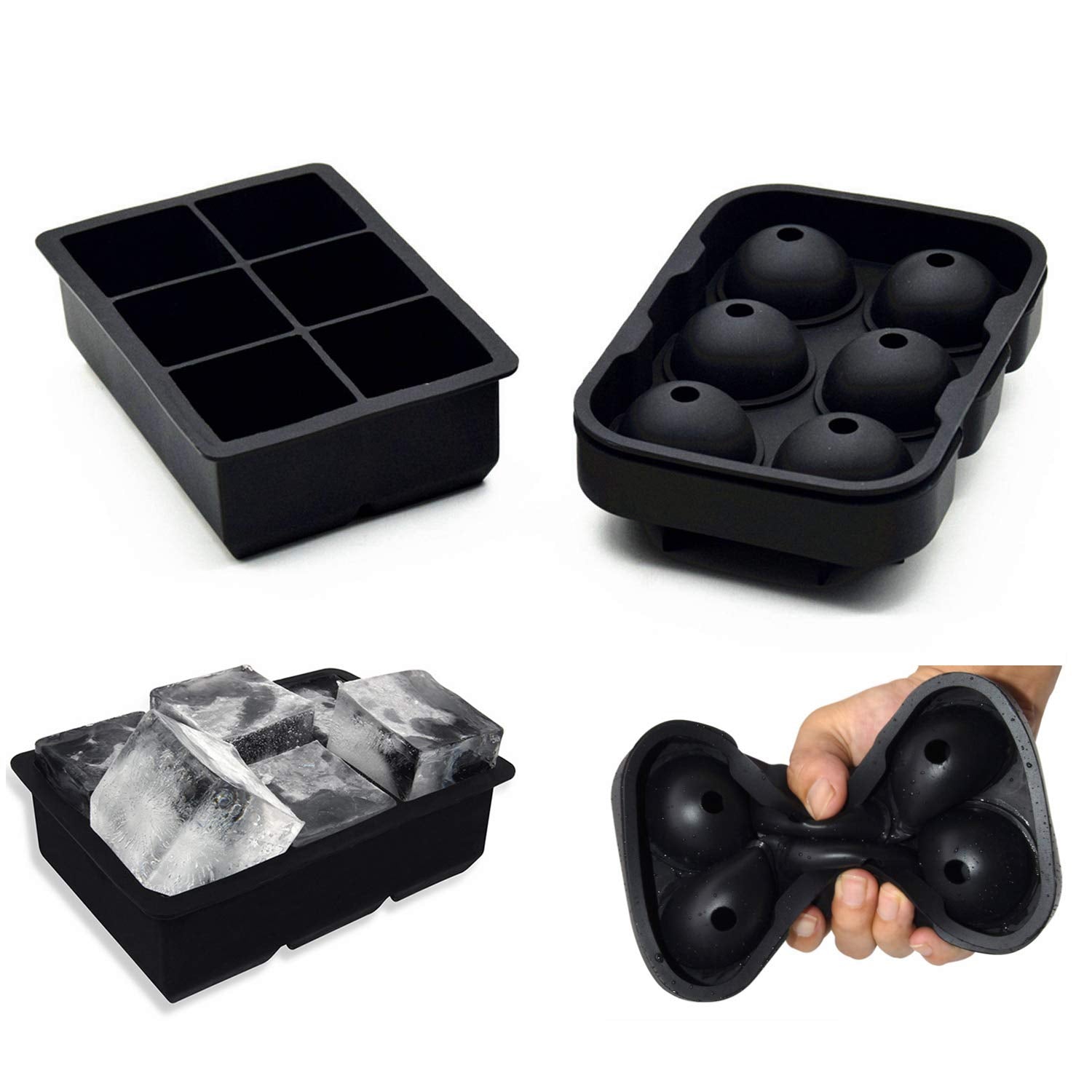 Lid included ice mold set for whiskey and cocktails