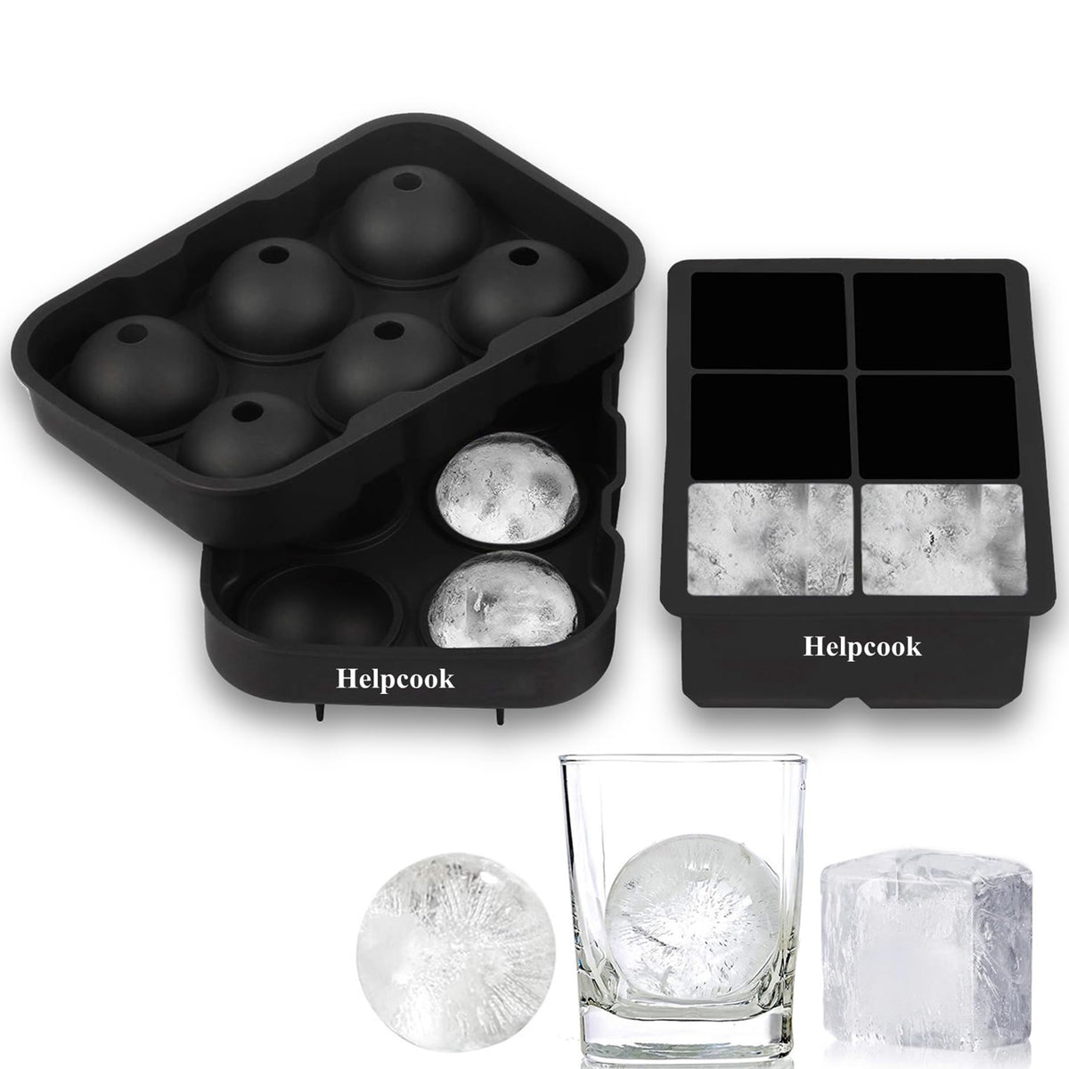 Helpcook silicone sphere ice ball maker with 6 balls