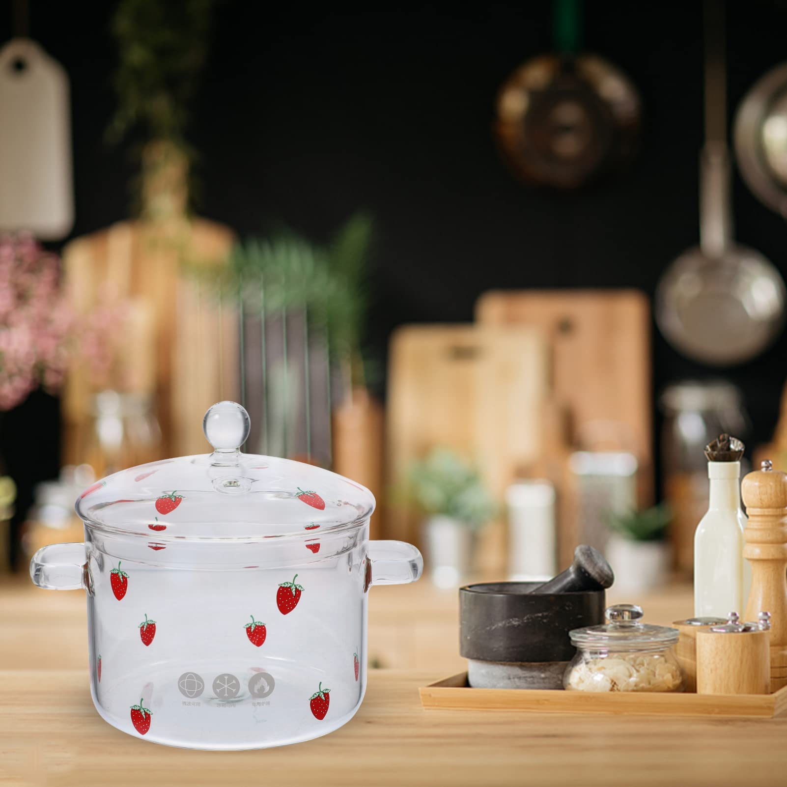 Hemoton 64Oz capacity glass pot for stovetop