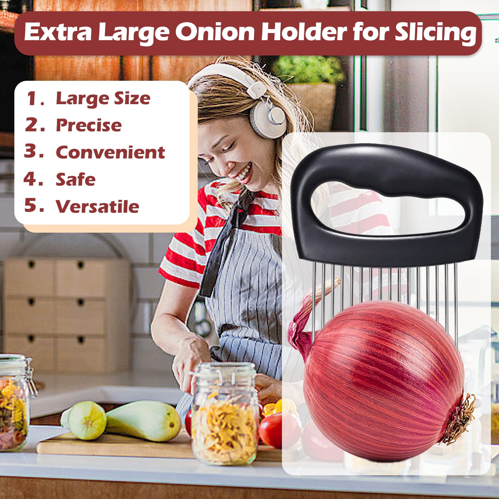 Hand Guide secured onion held during slicing