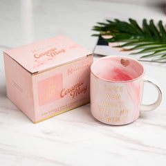 Hendson Pink Marble Mug inner lip with heart detail