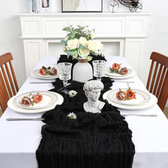 Heneger 10ft cheesecloth table runner black