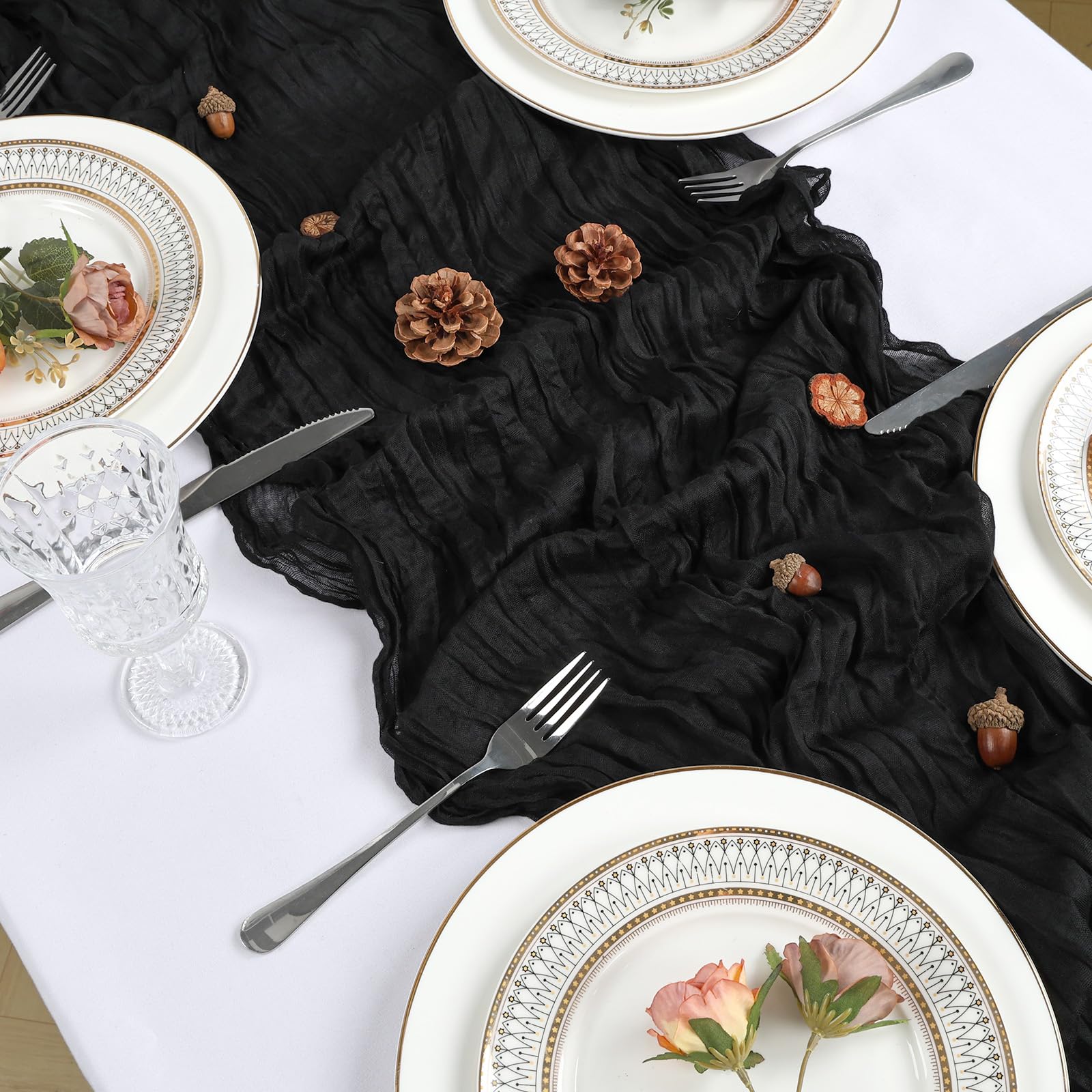 Heneger black table runner 23x120 inch