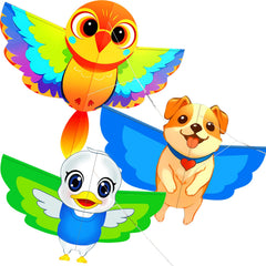 Hengda 3 pack animal kites bird dog duck set