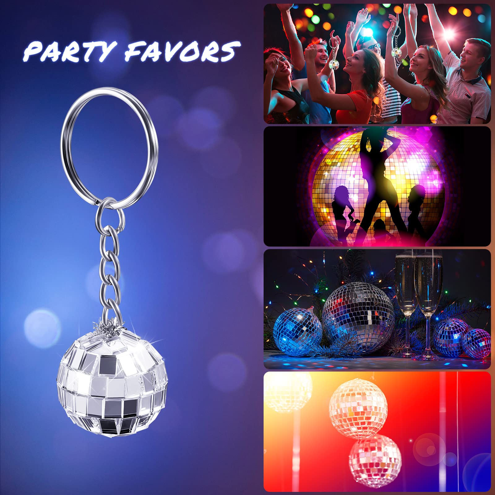 Retro vibe disco ball keychain inspired by 70s 80s 90s