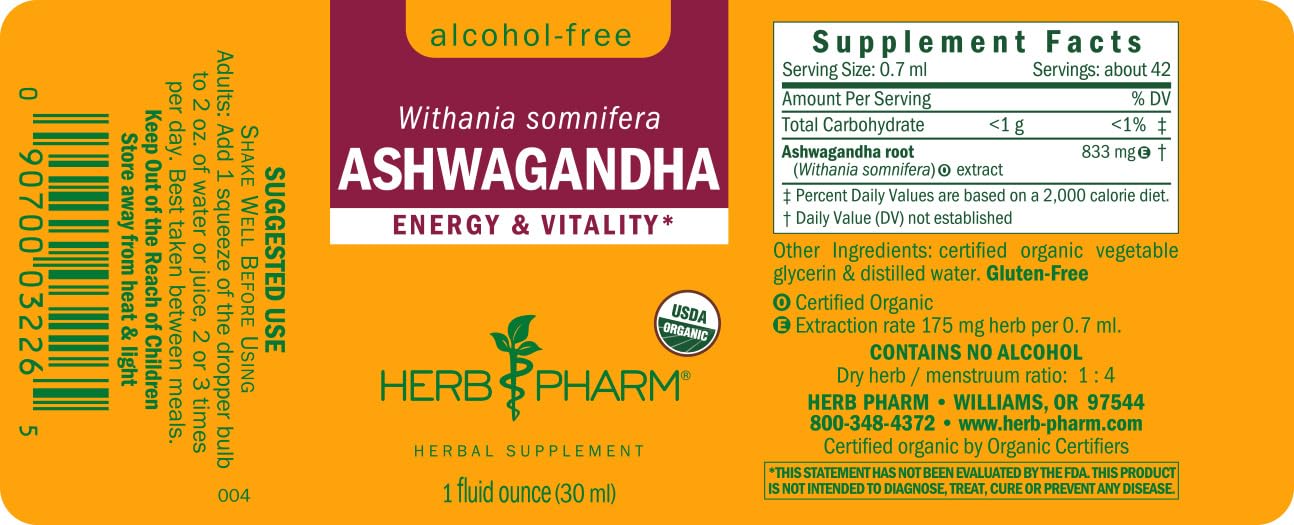 Herb Pharm Ashwagandha liquid extract for adults