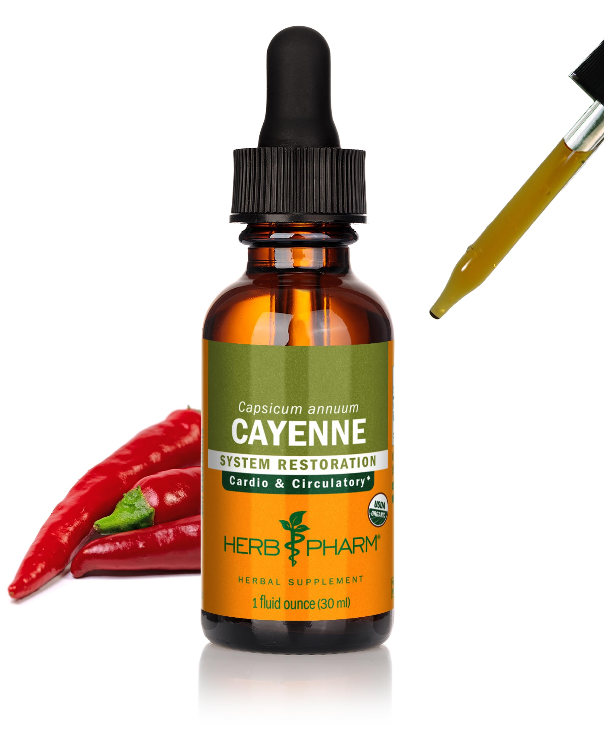 Herb Pharm Cayenne Extract Drops bottle label 1 Oz