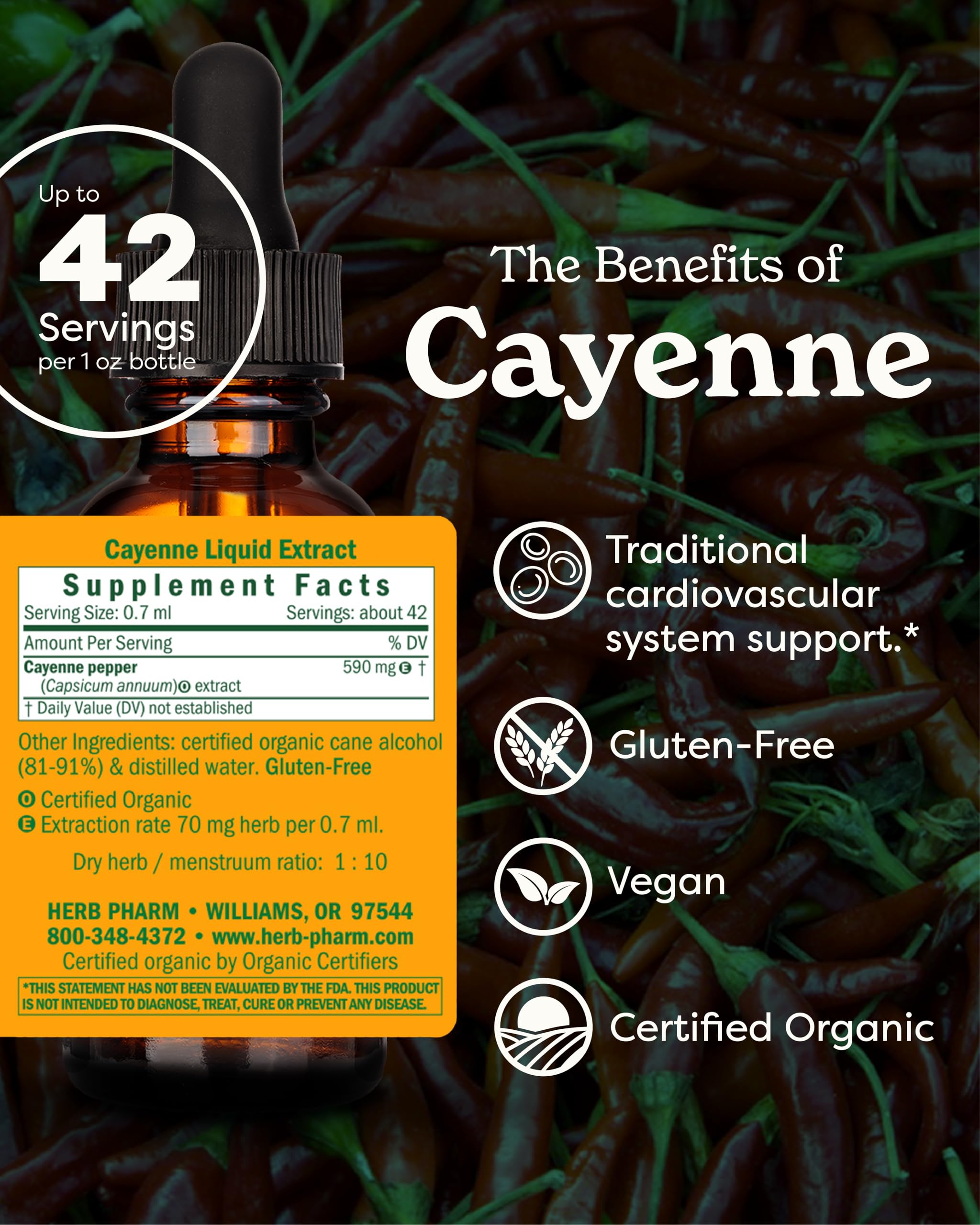 Herb Pharm Certified Organic Cayenne Extract Drops packaging