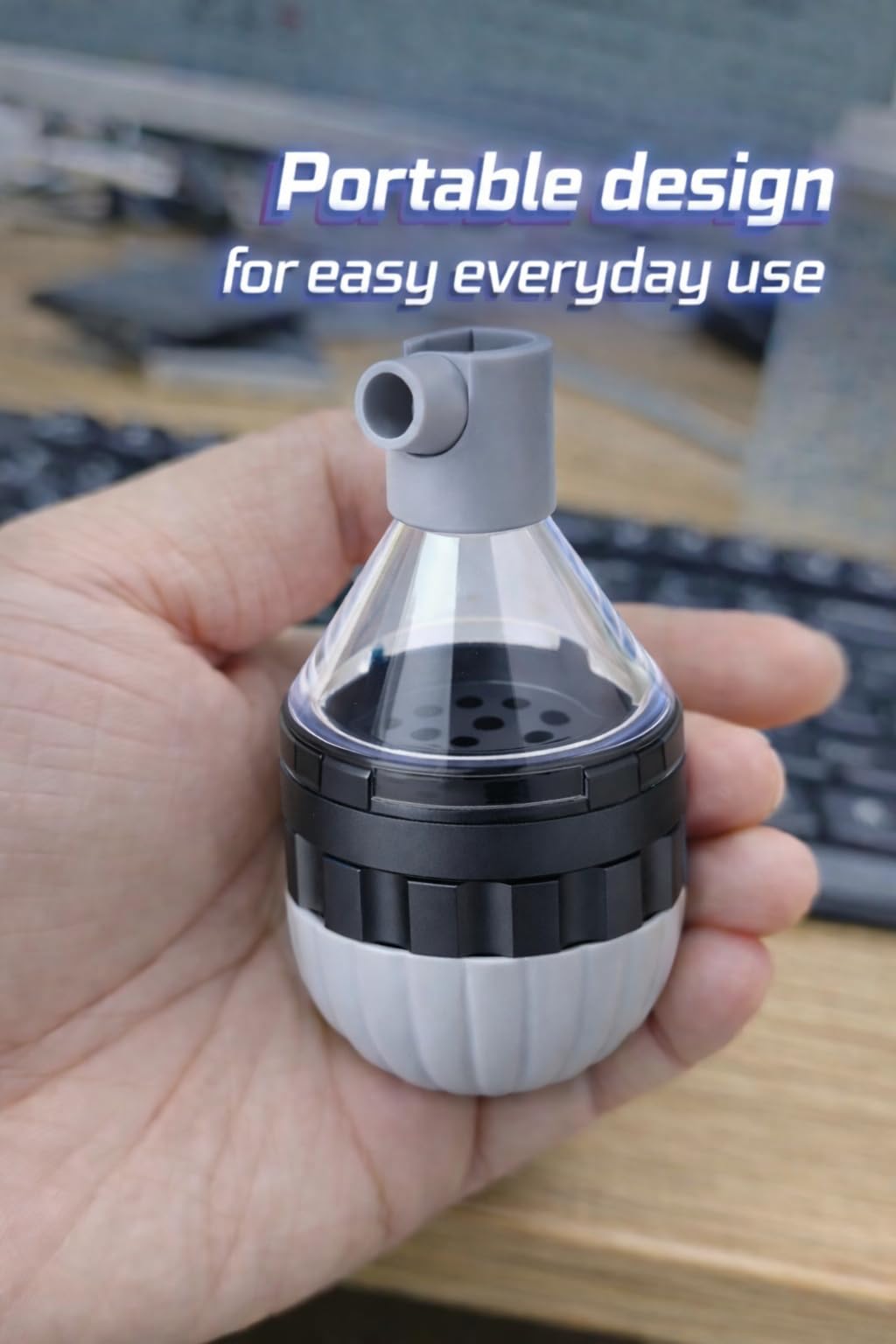Easy-grip lid and body on cone loader grinder