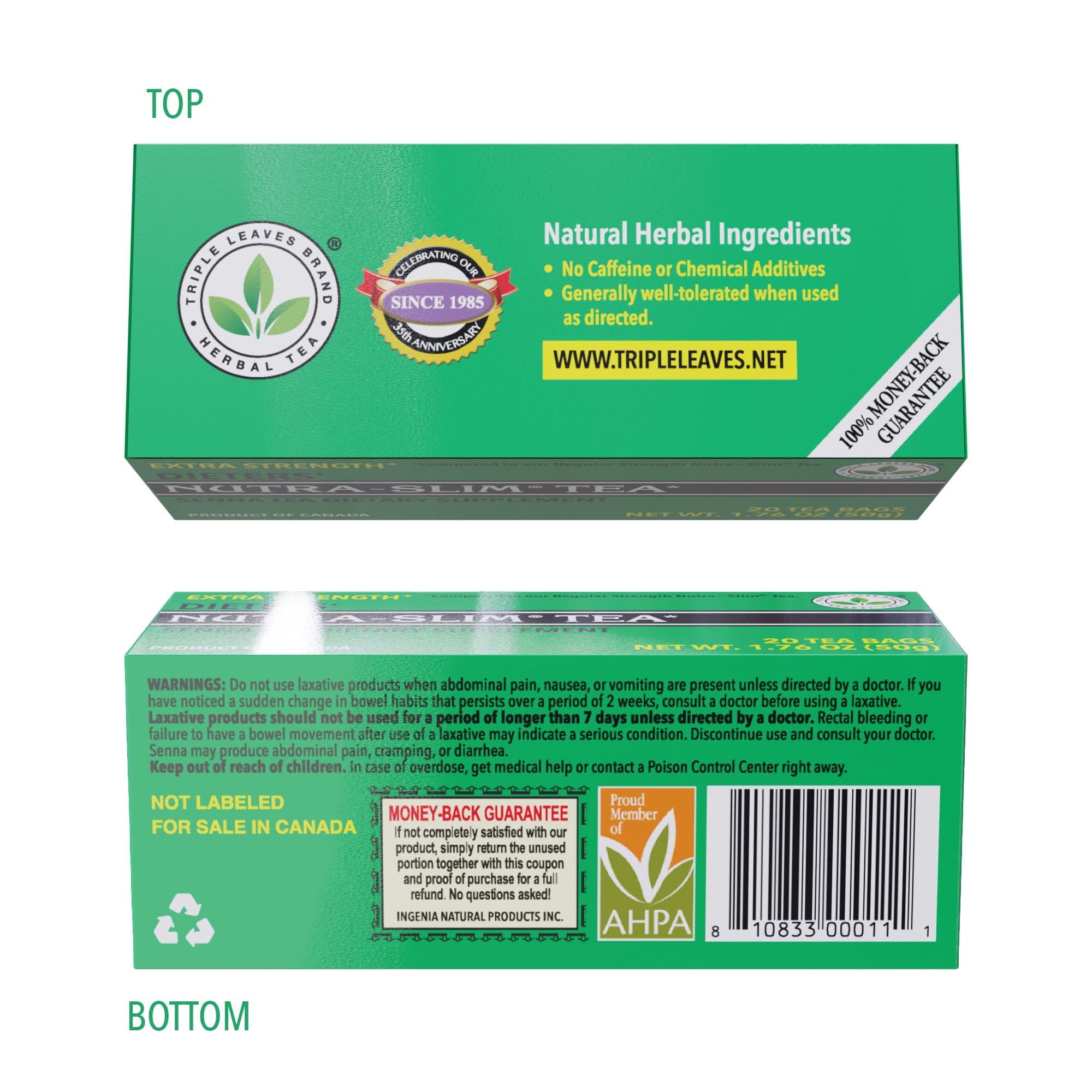 Herbal tea blends since 1985 branding on packaging
