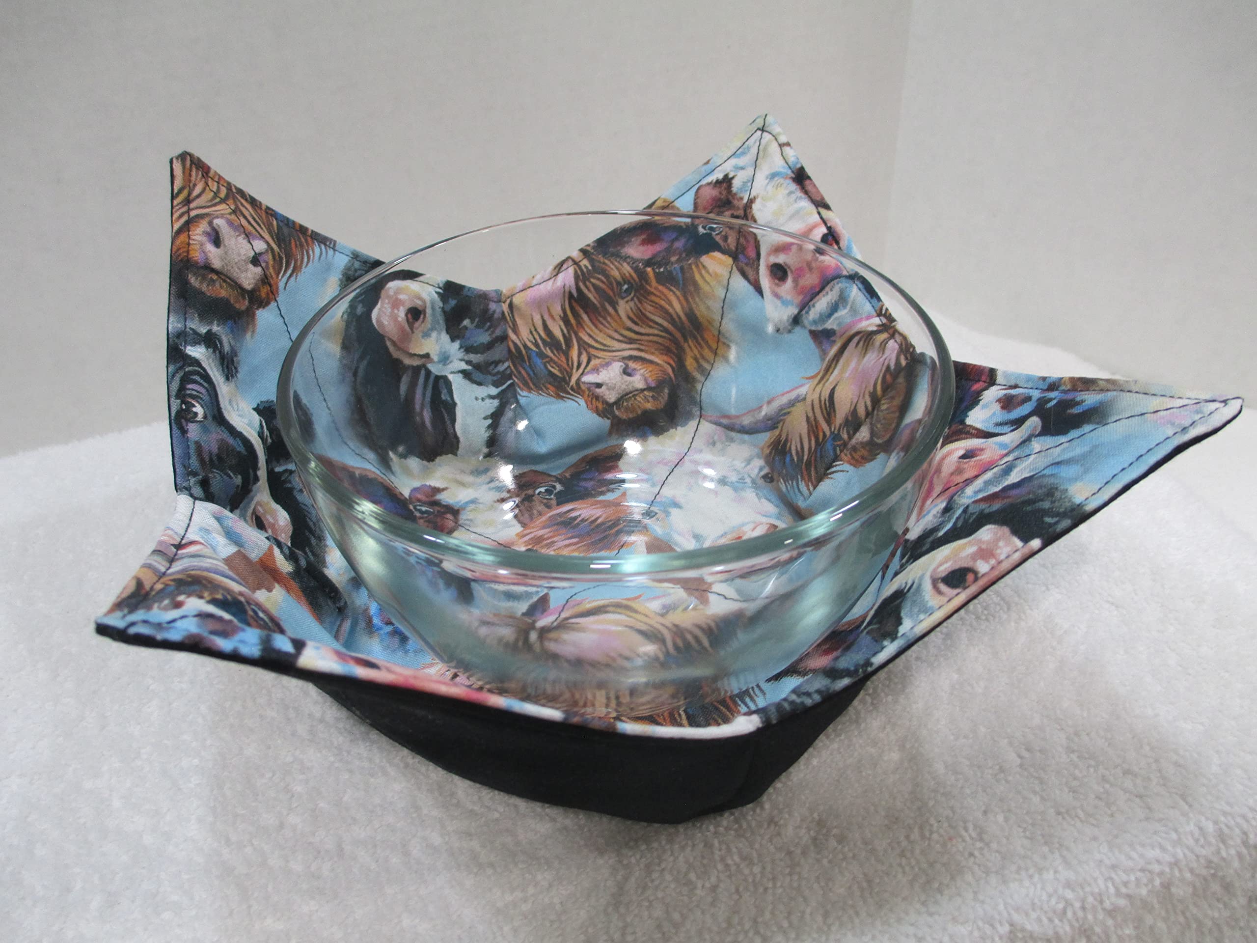 Hereford cows soup bowl cozy microwave safe