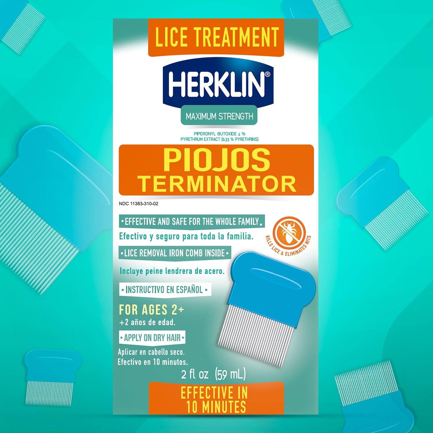 Herklin Lice Treatment Shampoo packaging 2oz bottle