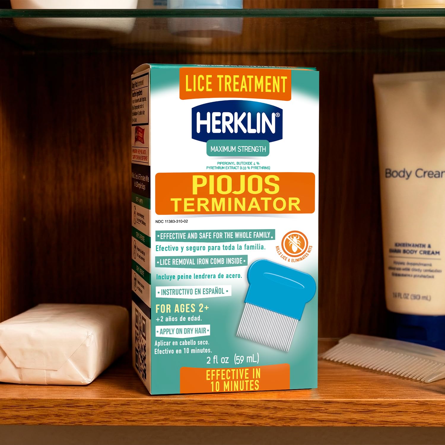 Herklin Lice Treatment Shampoo bottle with cap 2oz