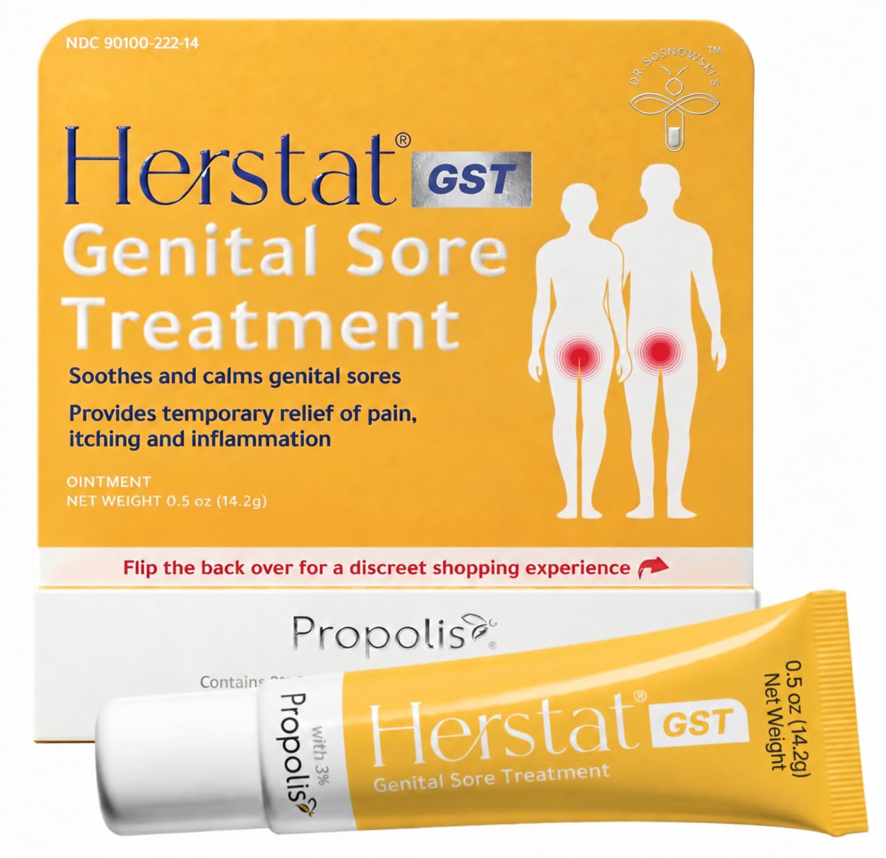 Herstat GST topical relief sensitive skin 1oz packaging label