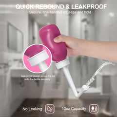 Leak-proof 10 oz peri bottle with 12-hole nozzle