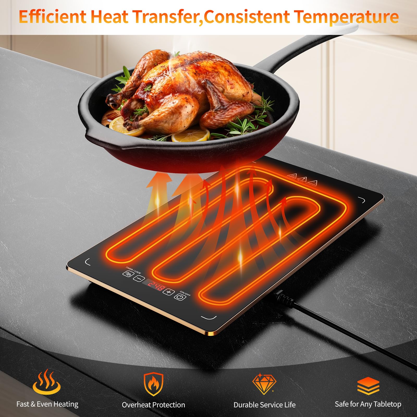 Buffet setup using Hetorosu warming tray