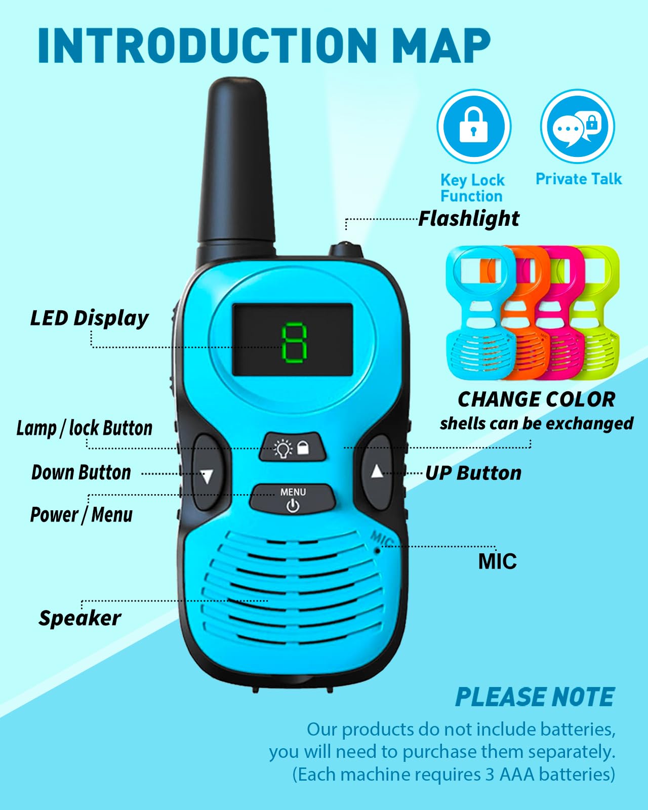 Hetyue kids walkie talkies long range 10-channel image