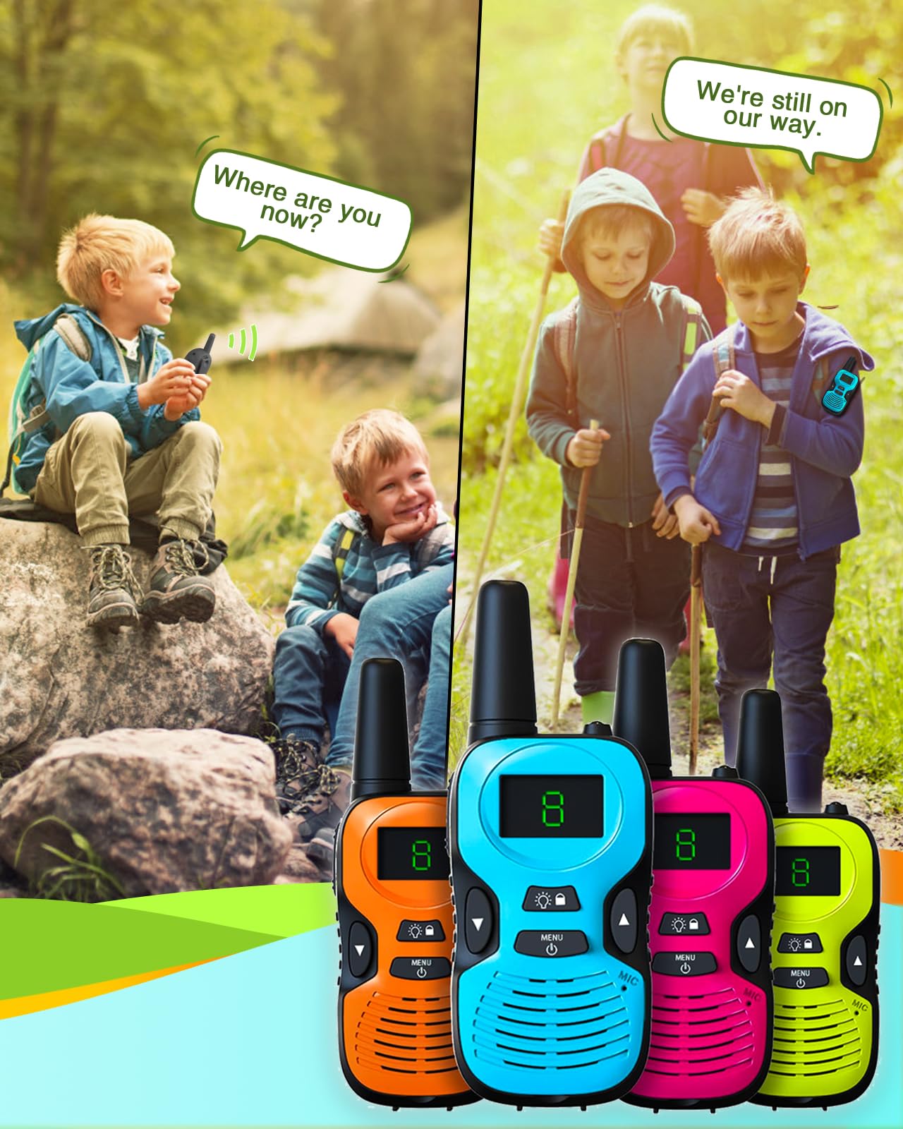 Hetyue kids walkie talkies open water range up to 3 miles