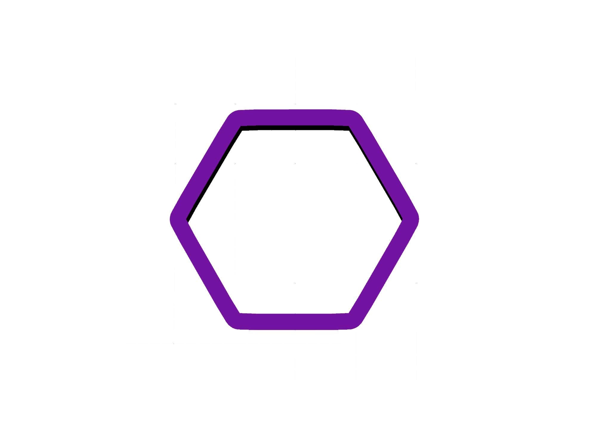 Hexagon Cookie Cutter purple PLA 3D printed size 3.5w x 3.1h