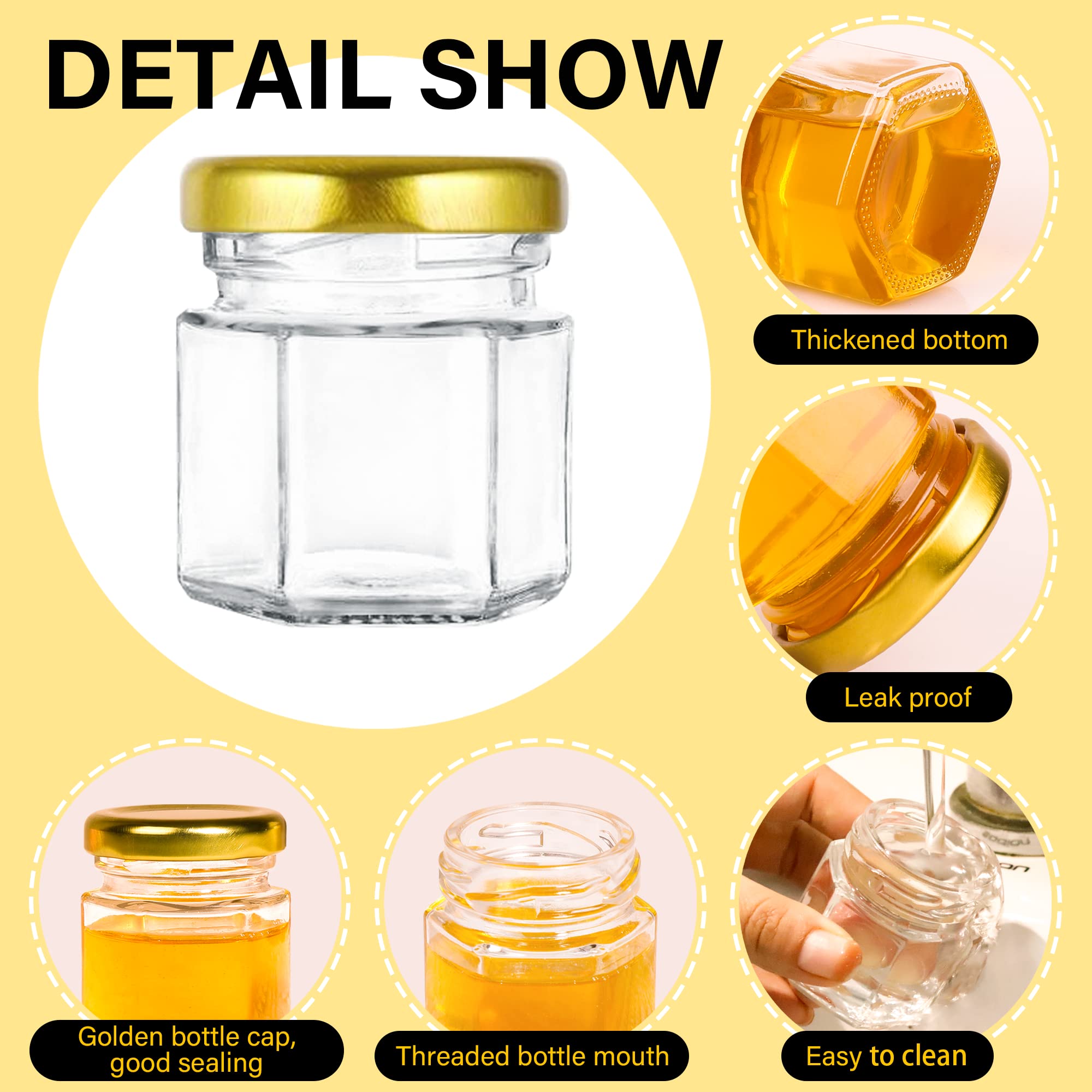 60 thank you tags and 60 bee stickers with jars