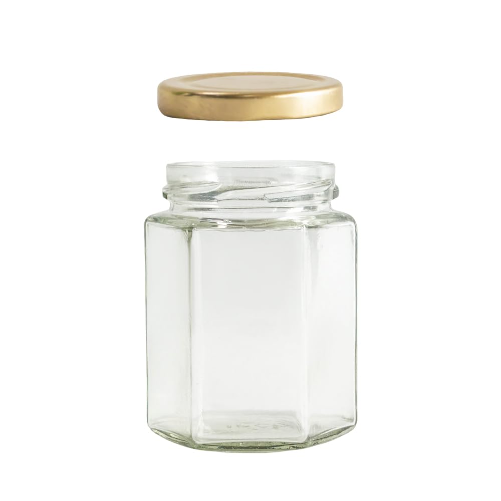 Hexagon glass jars for jams jellies spices