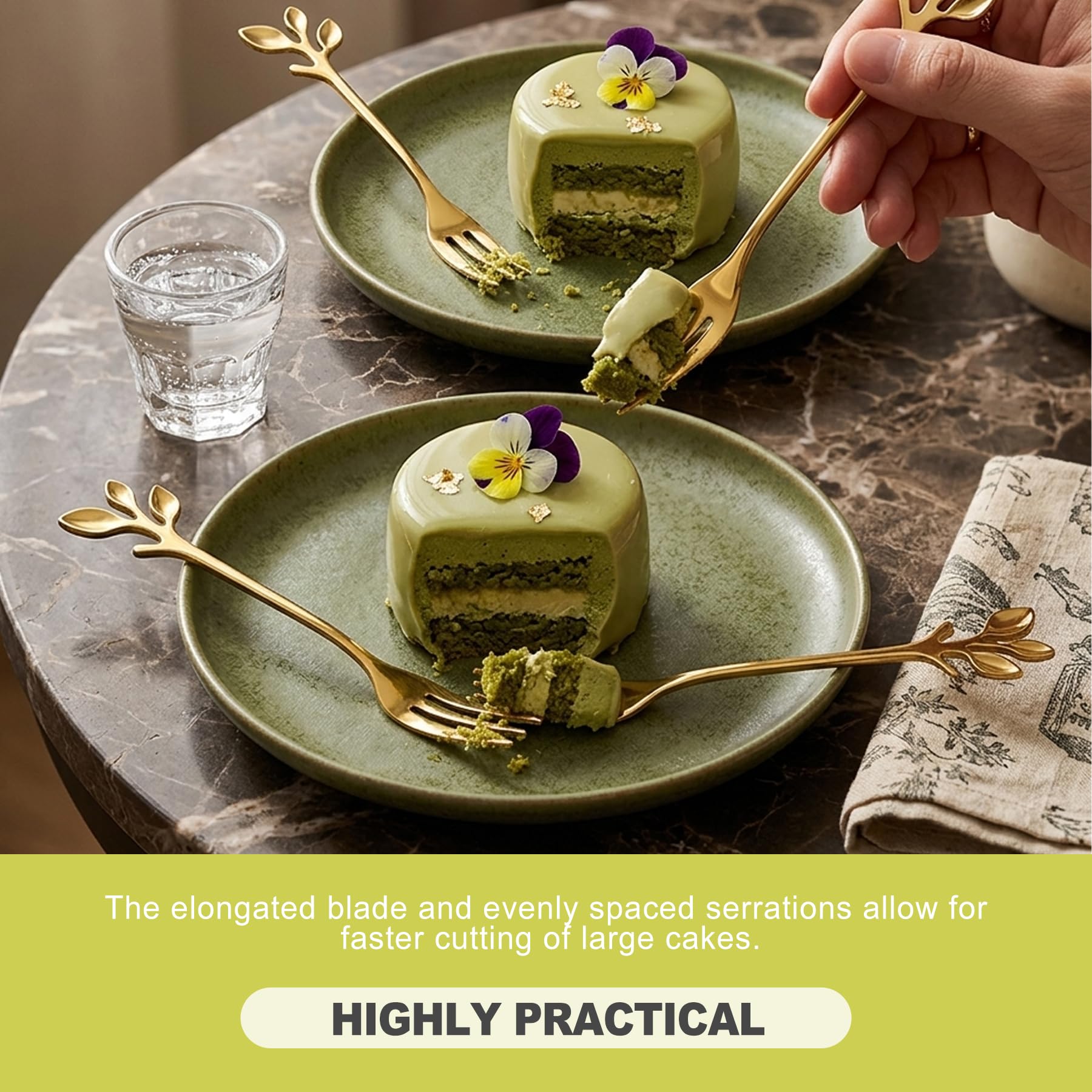 Hexalyao gold finish wedding cake knife and server product image