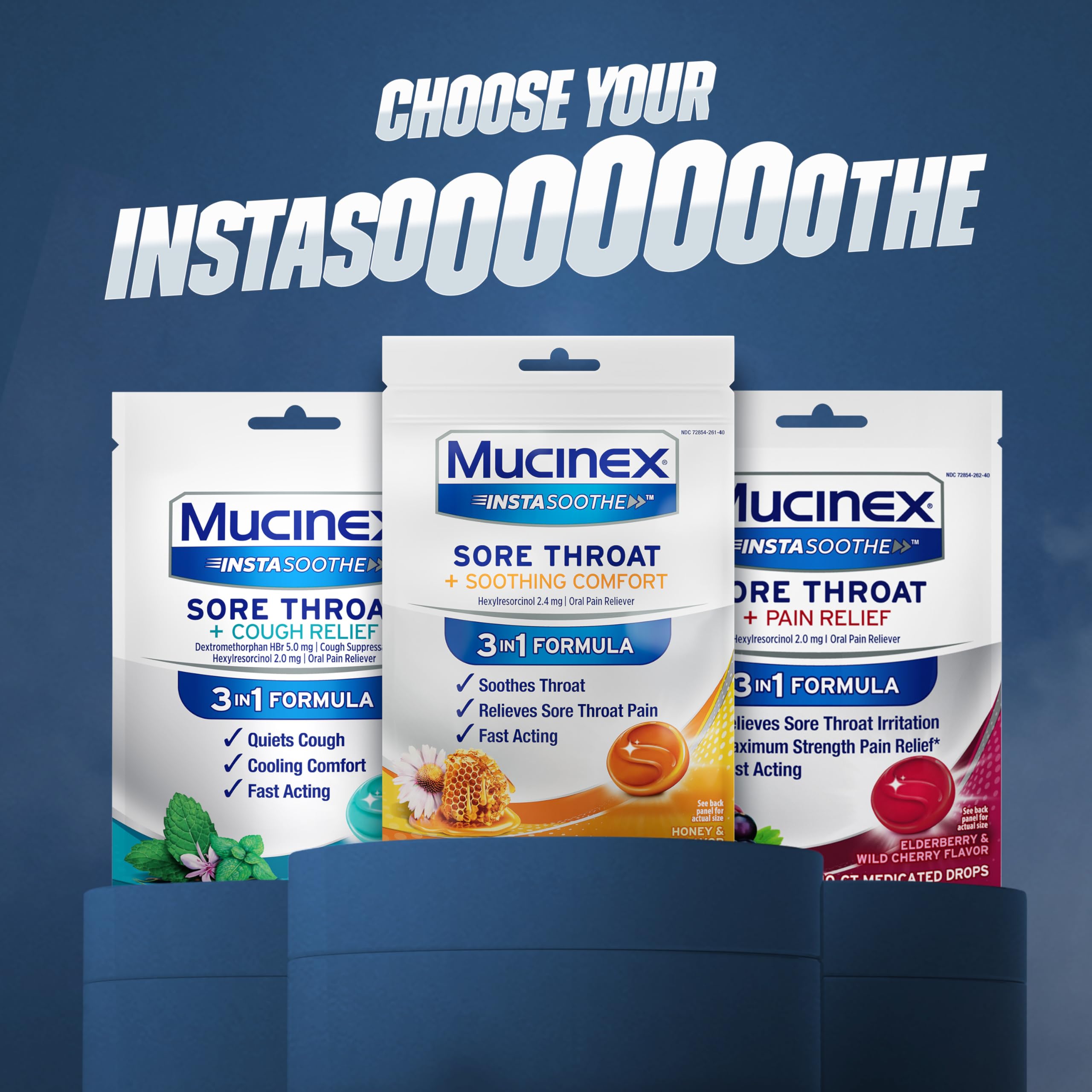 Mucinex Instasoothe on the go throat drops packaging