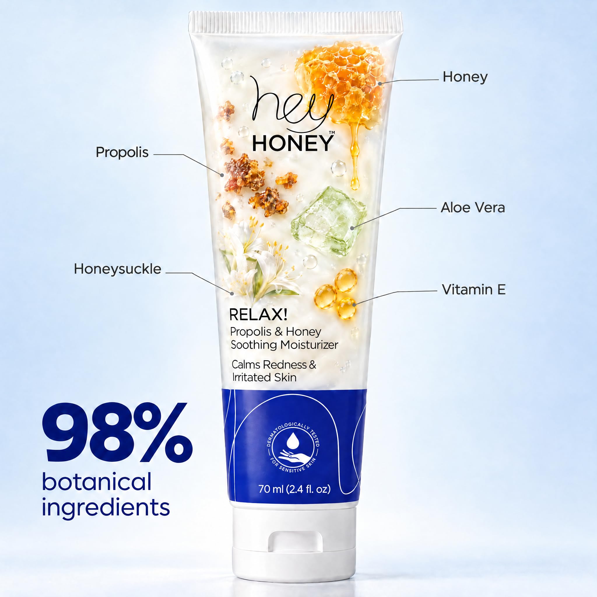 Hey Honey Skincare Relax Instant Rosacea Relief Cream back view