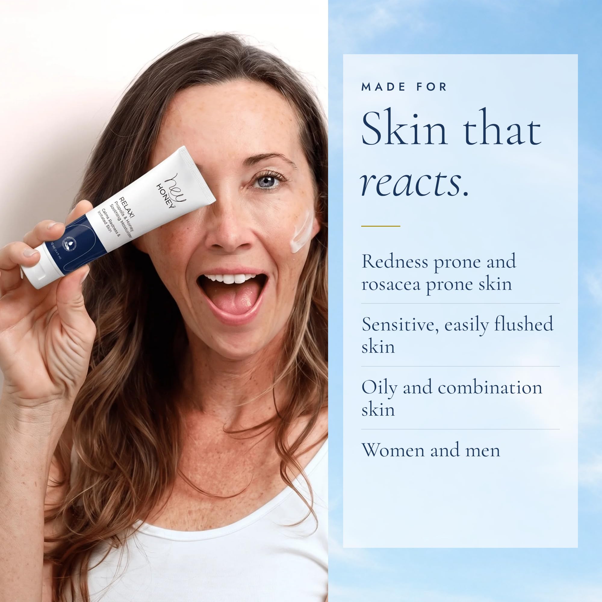Hey Honey Skincare Relax Instant Rosacea Relief Cream front view