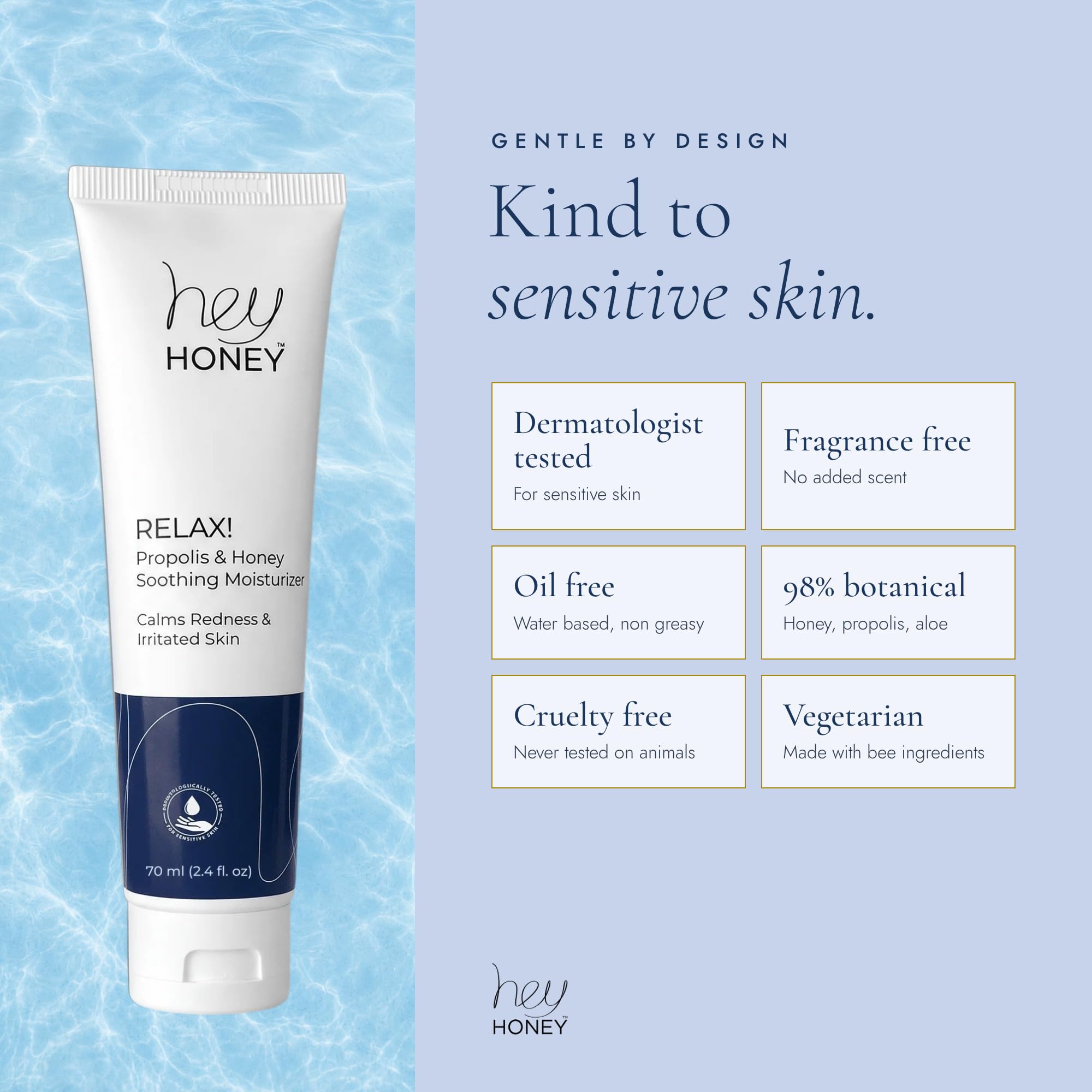 Hey Honey Skincare Relax Rosacea Relief Cream 2.4 oz label