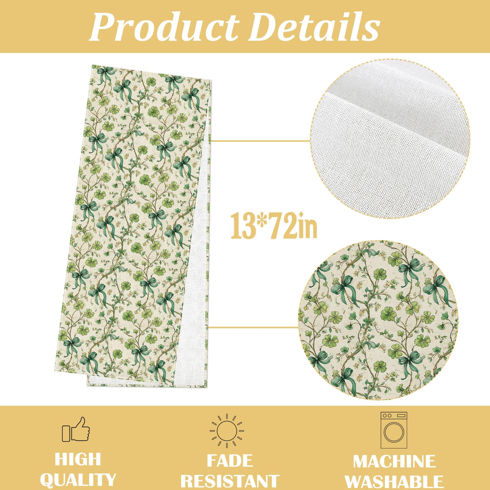 13x72 inch polyester linen-like table runner by Heyfary