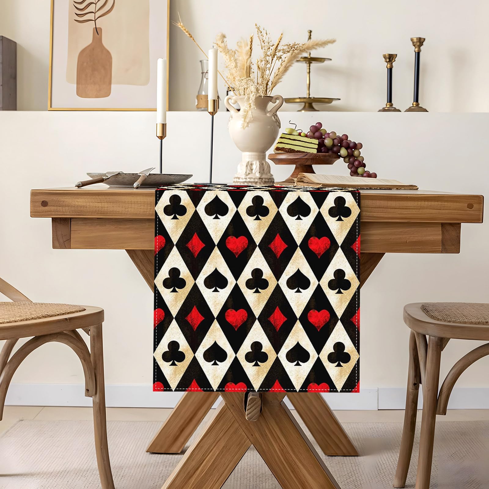 Poker table runner Heyfary for casino party decor