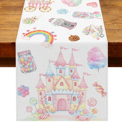 Heyfary Christmas Candy Party Land Decorations Table Runner 13x72 inches