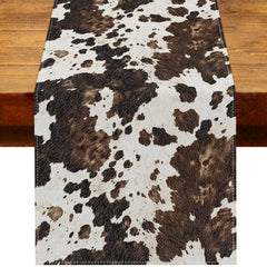 Heyfary faux cowhide print table runner 13x72 inches
