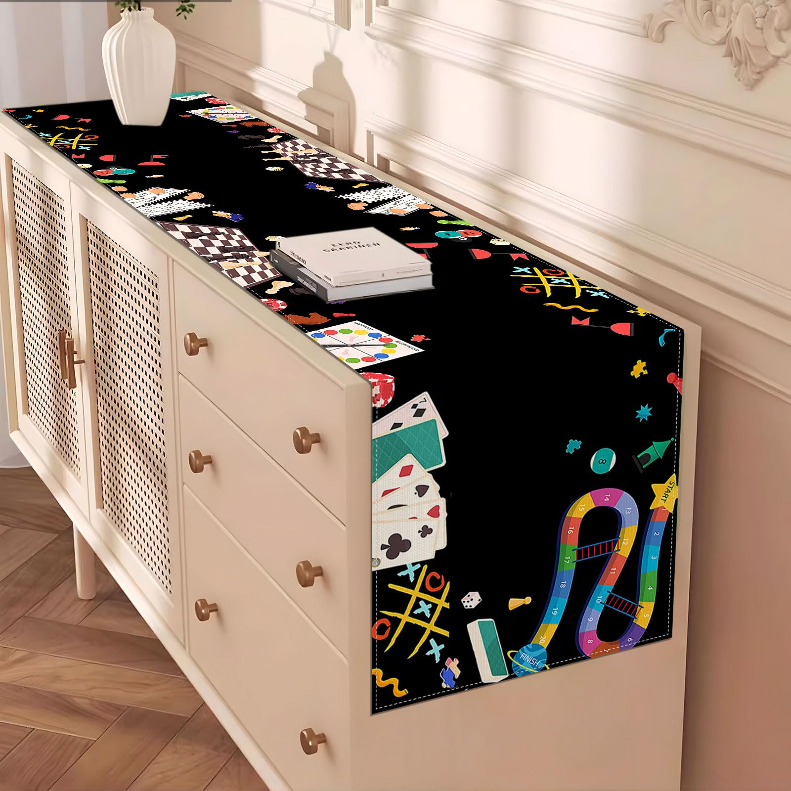 Heyfary board game party decor table runner