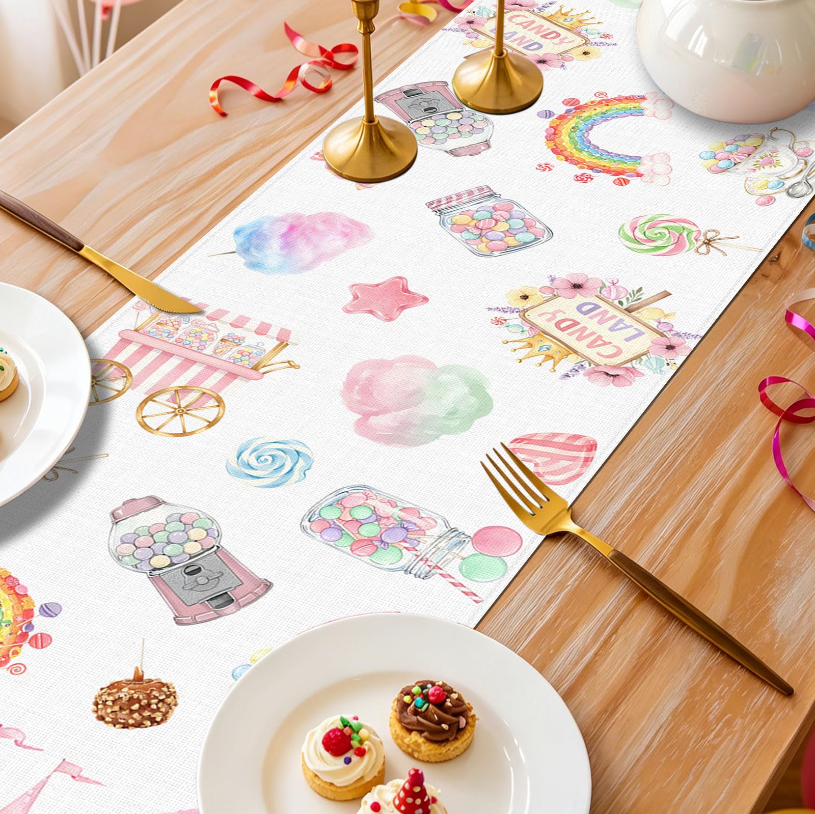Table runner for holiday decor Heyfary candy party