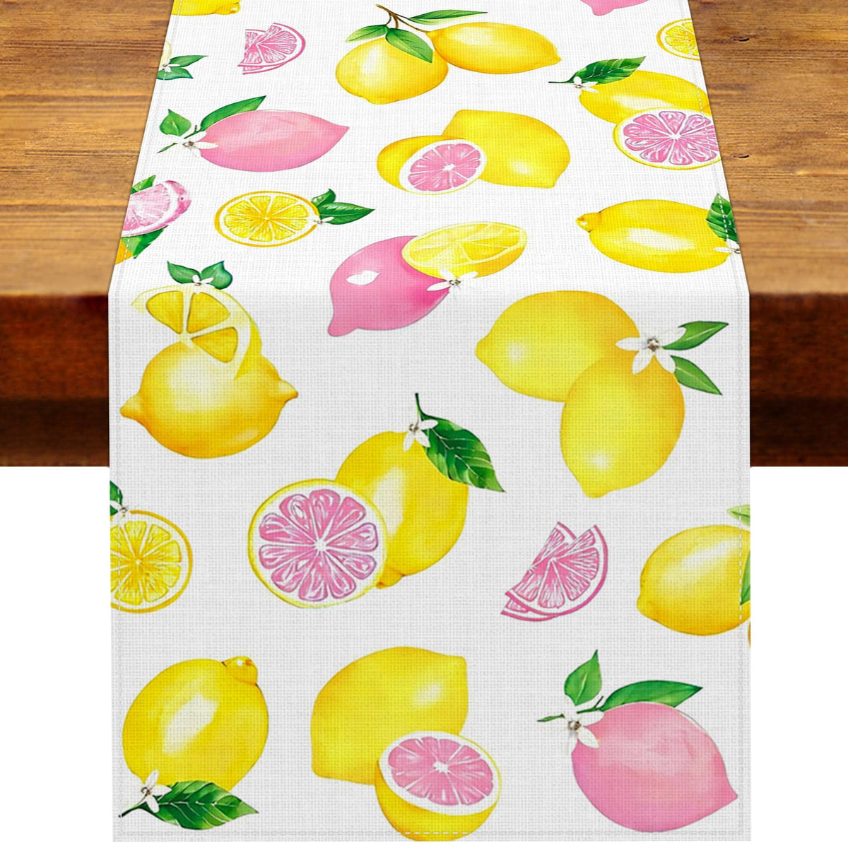 Heyfary pink lemon table runner 13x72in on dining table