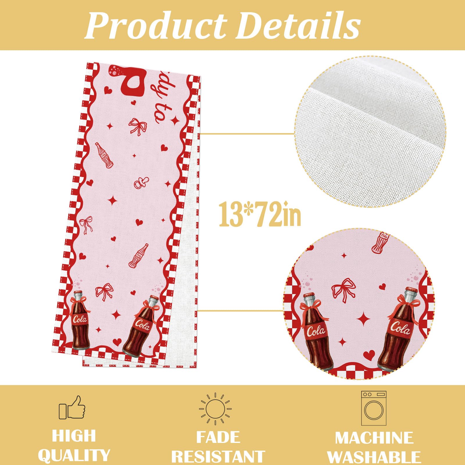 Linen-like polyester runner sturdy and reusable